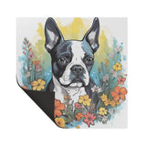 Boston Terrier Surrounded By Flowers Magnet