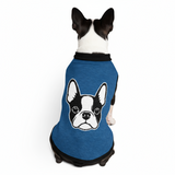 Bostie Face Knitted Dog Sweater - Yale Blue