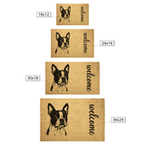 Boston Terrier Welcome Coir Doormat – Cute & Durable Outdoor Entry Rug .