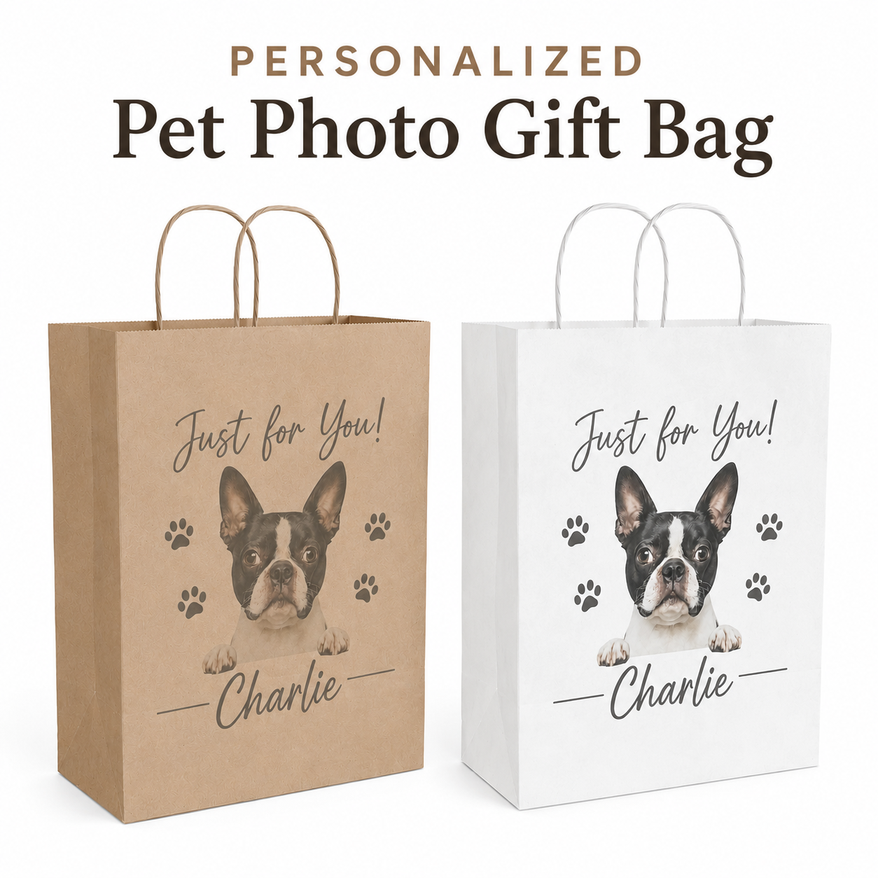 Personalized Dog Photo Gift Bag | Custom Pet Photo Keepsake Gift Bag | Reusable Gift Bag | Dog Lover Gift