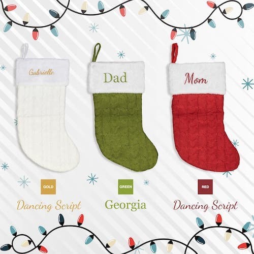 Custom Embroidered Dog Name Christmas Stocking