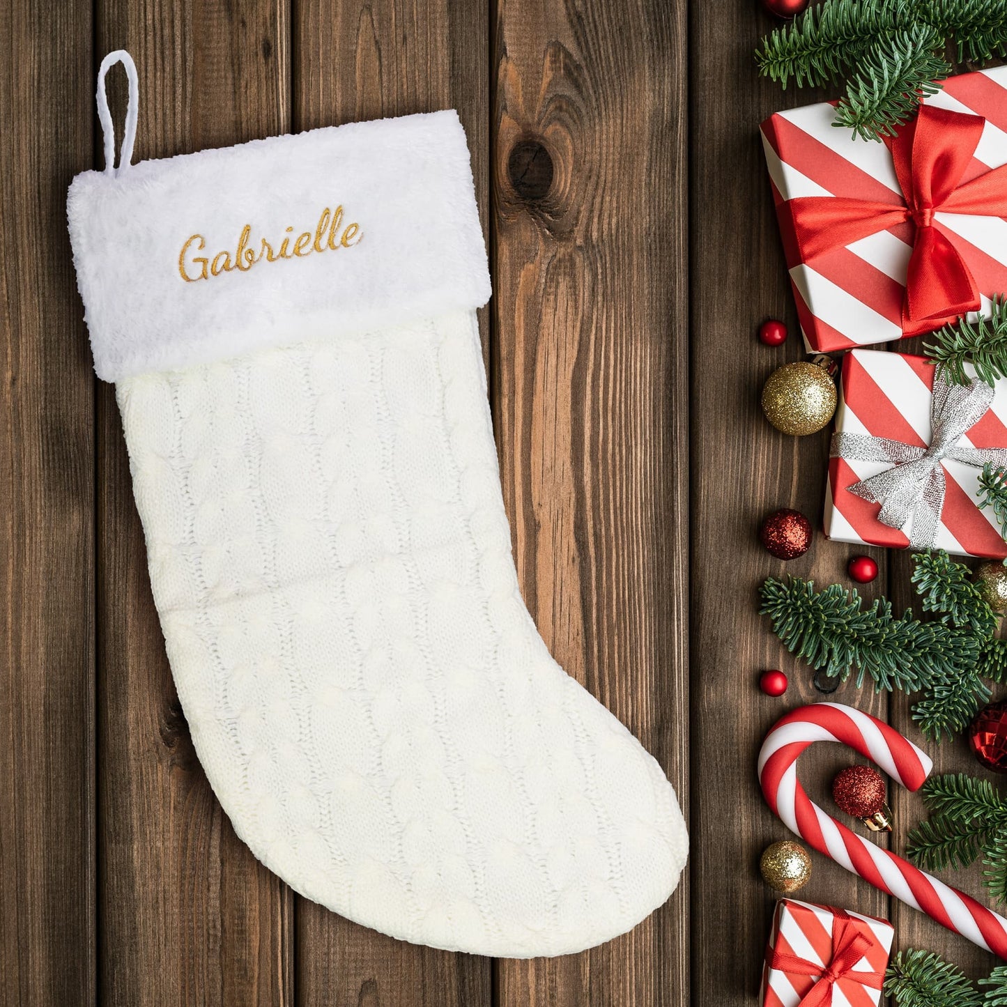 Custom Embroidered Dog Name Christmas Stocking