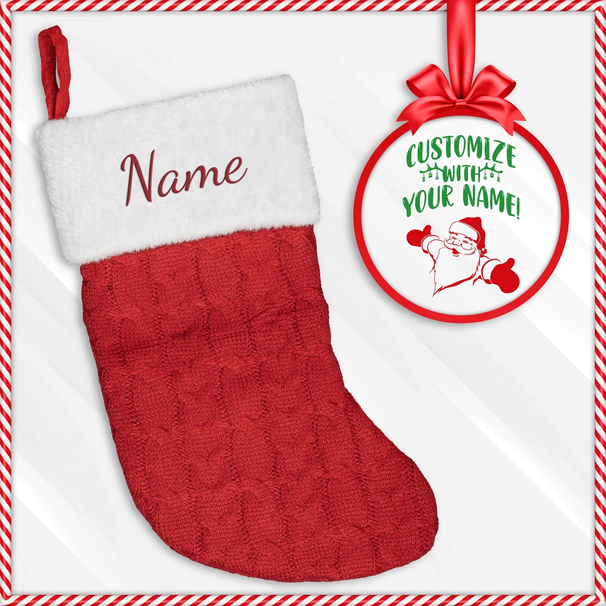 Custom Embroidered Dog Name Christmas Stocking