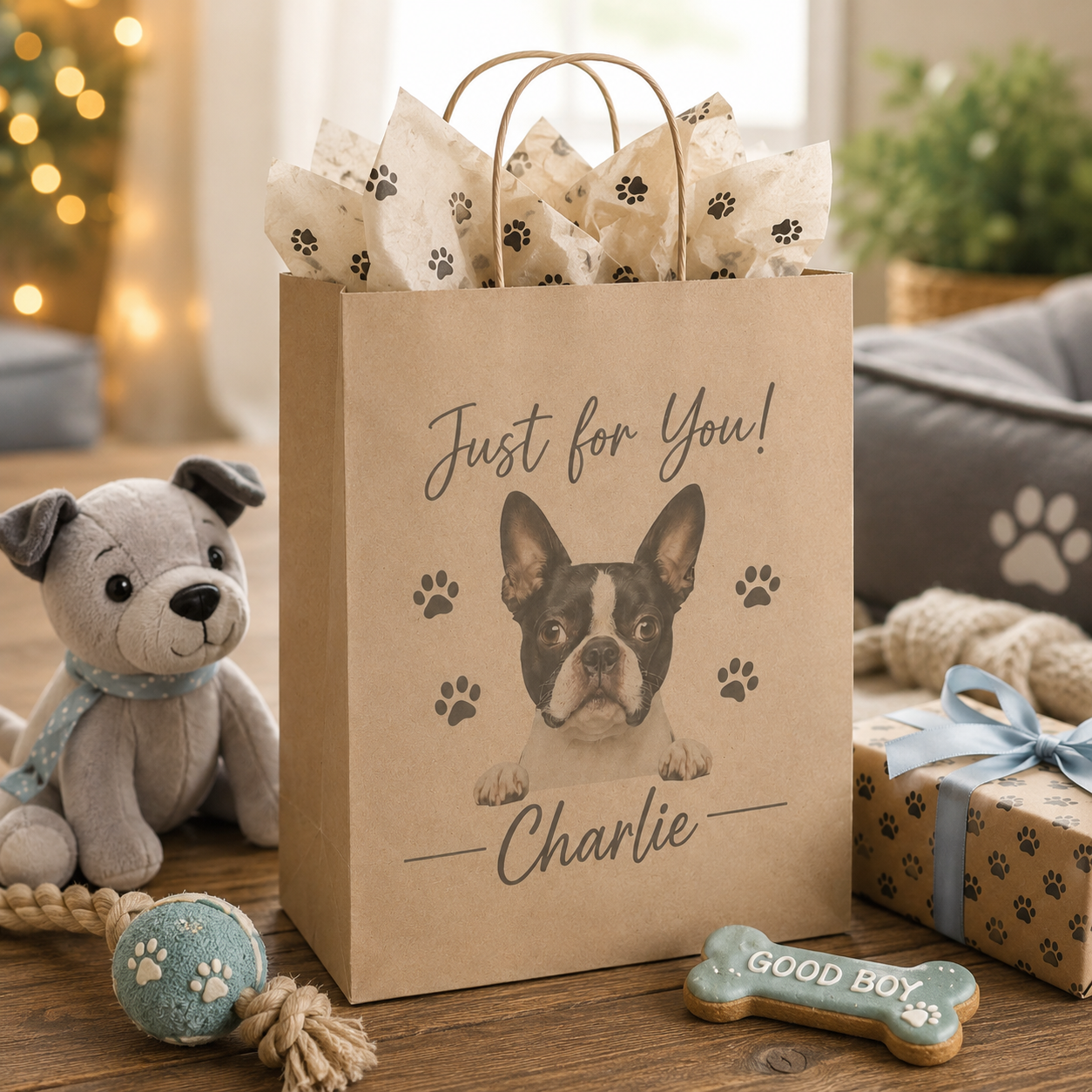 Personalized Dog Photo Gift Bag | Custom Pet Photo Keepsake Gift Bag | Reusable Gift Bag | Dog Lover Gift