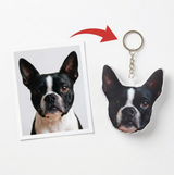 Custom Pet Face Mini Plush Keychain — Personalized Dog Photo Keyring .