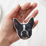 Custom Pet Face Mini Plush Keychain — Personalized Dog Photo Keyring .