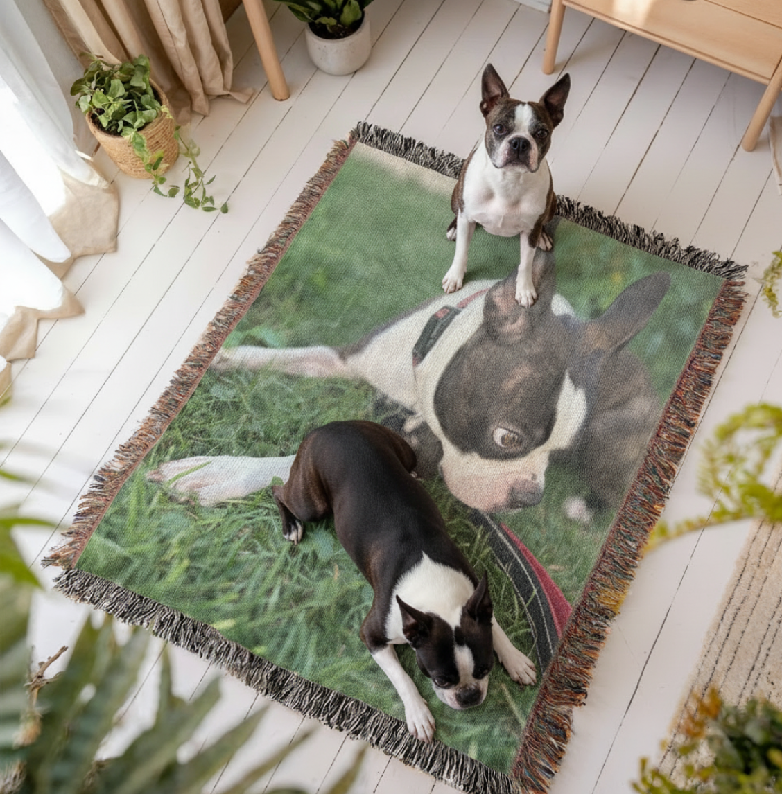 Custom Woven Blanket With Your Dog's Photo
