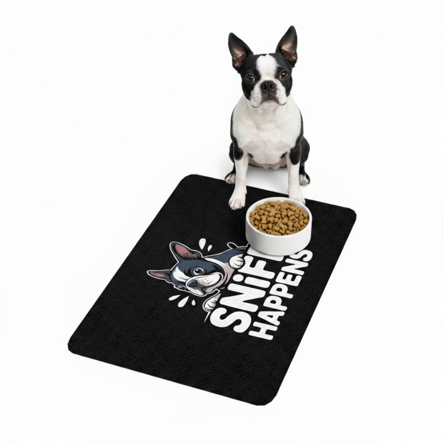 Sniff Happens Dog Food Mat — Funny Dog Feeding Mat (12x18)