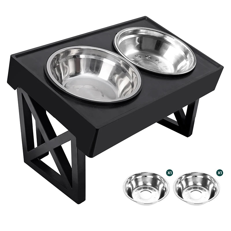 Adjustable Elevated Stainless Steel Plastic Slow Feeder Dog Bowl