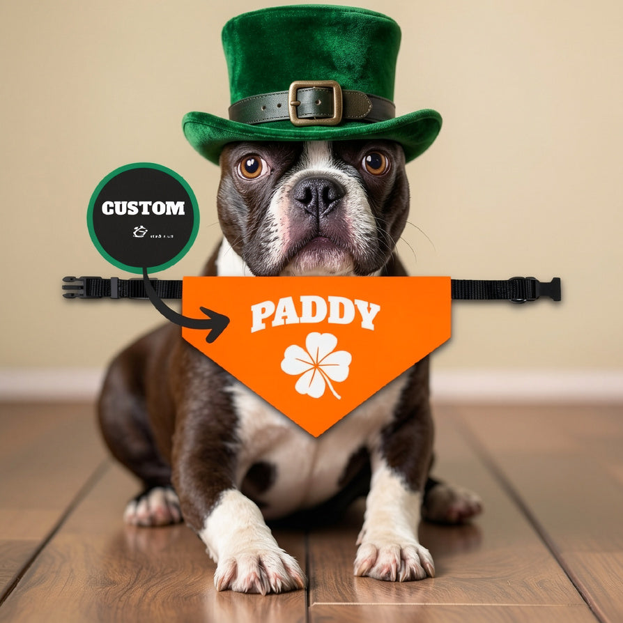 Custom St Patrick's Day Dog Bandana Collar .