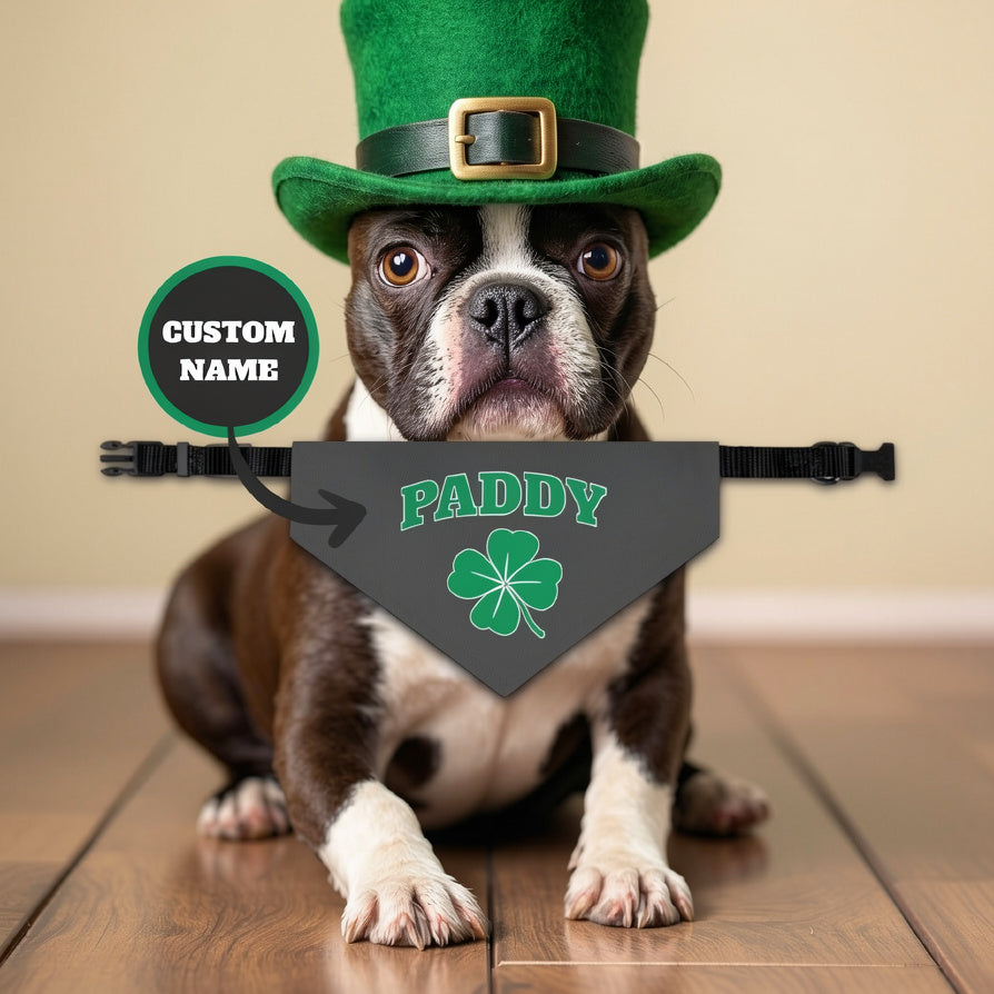 Custom St Patrick's Day Dog Bandana Collar .