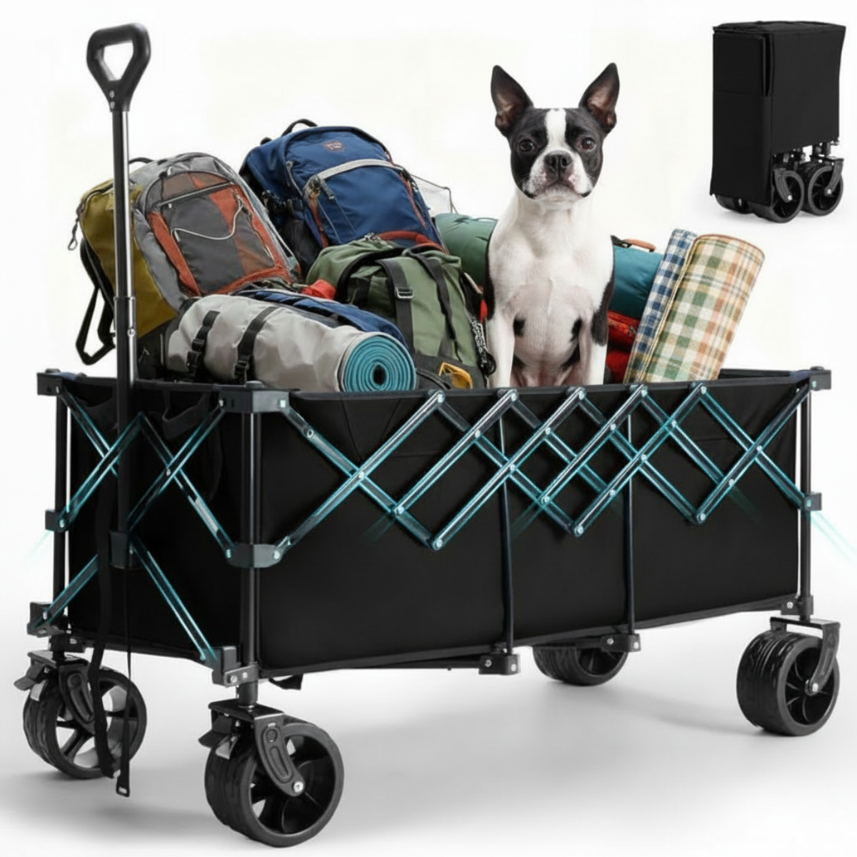 Foldable Wagon - Extra-long Heavy-duty Multi-functional Cart With Wheels