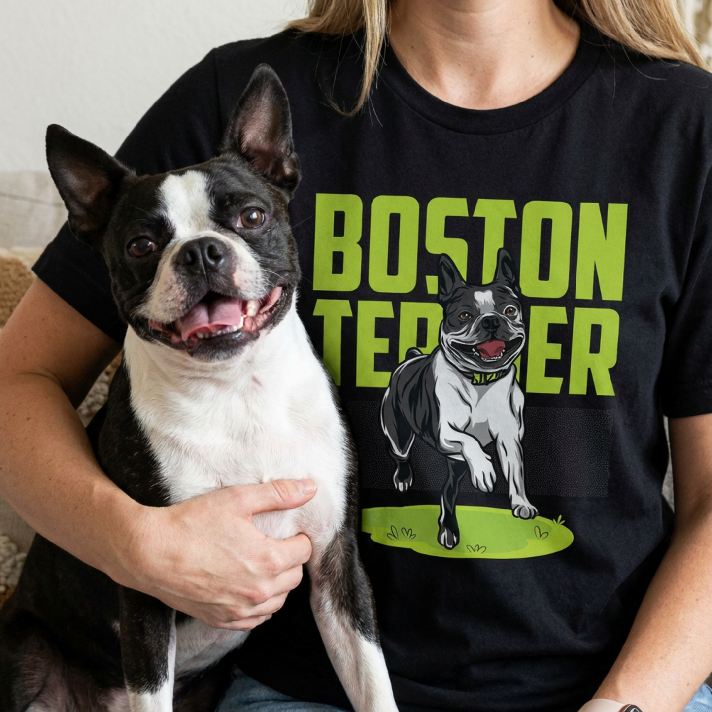 Happy Boston Terrier T-Shirt .