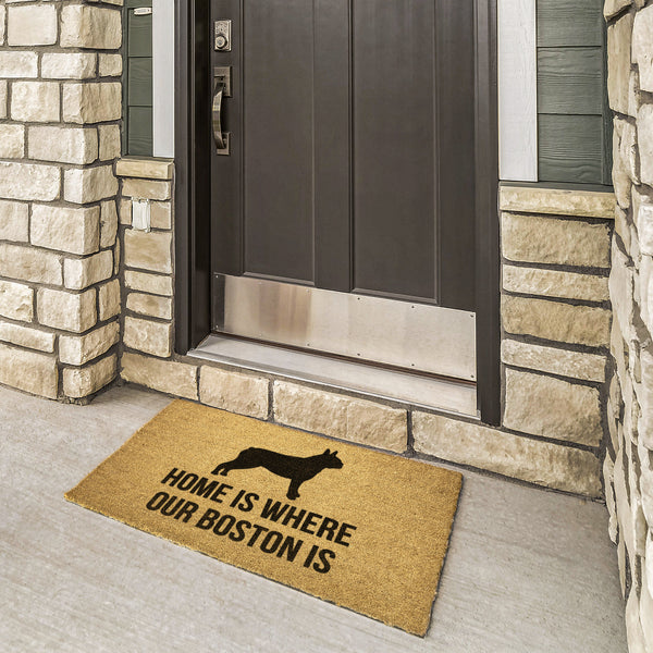 Home Is Where Our Boston Terrier Is Outdoor Mat