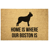 Home Is Where Our Boston Terrier Is Outdoor Mat