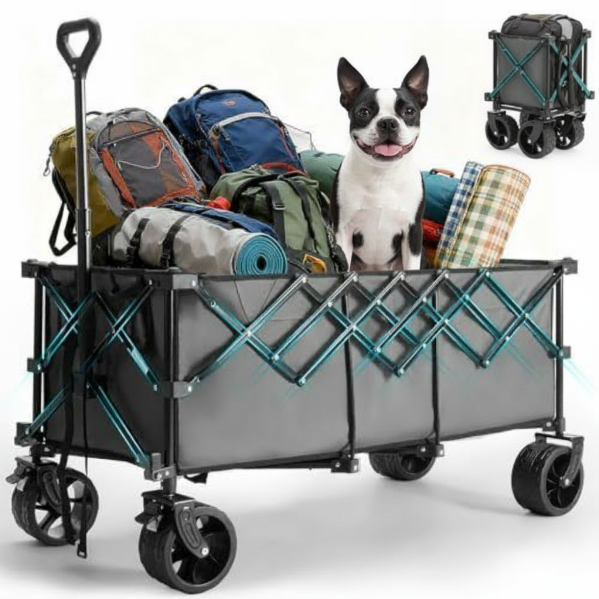 Foldable Wagon - Extra-long Heavy-duty Multi-functional Cart With Wheels