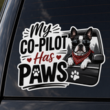 Custom My Co-Pilot Has Paws Dog Sticker – Personalized Pet Car Decal for Vehicles, RVs & Windows .