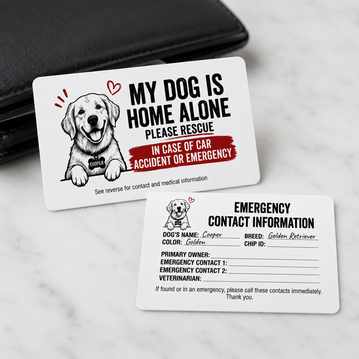 Personalized Dog Emergency Wallet Card | Custom Pet Medical Information Card