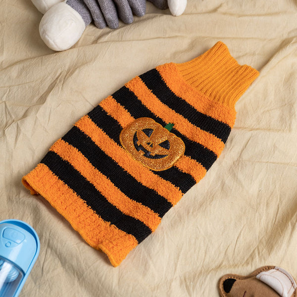 Halloween Embroidered Pumpkin Dog Sweater