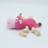 Cow Plush Dog Toy with Ropes and Creaking Sound