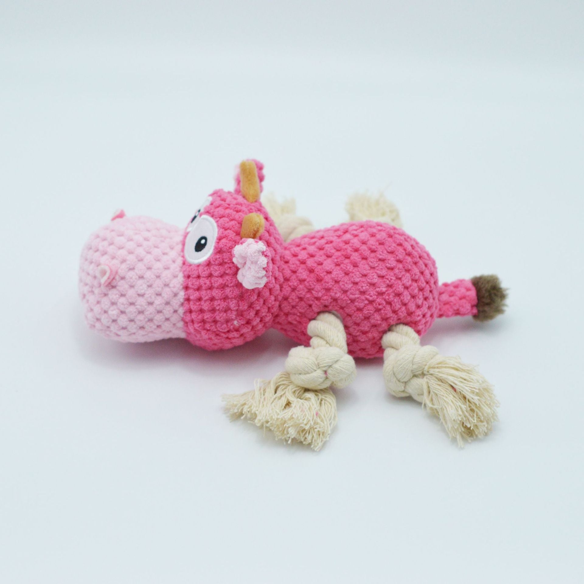 Cow Plush Dog Toy with Ropes and Creaking Sound