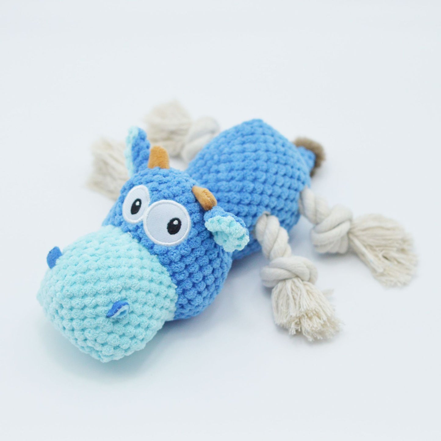 Cow Plush Dog Toy with Ropes and Creaking Sound