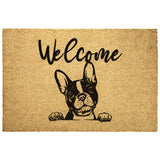 Peeking Boston Terrier Dog Welcome Outdoor Mat