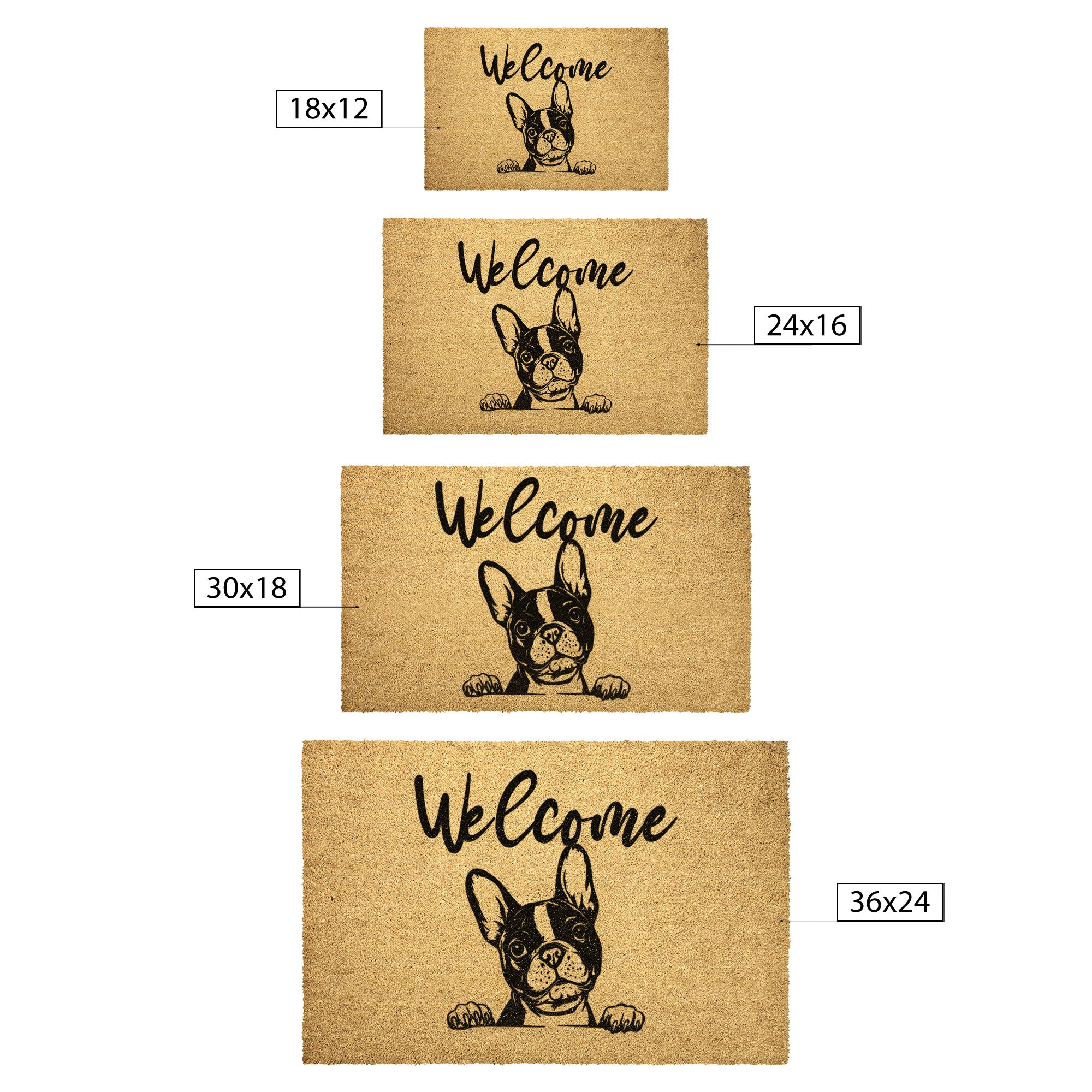 Peeking Boston Terrier Dog Welcome Outdoor Mat