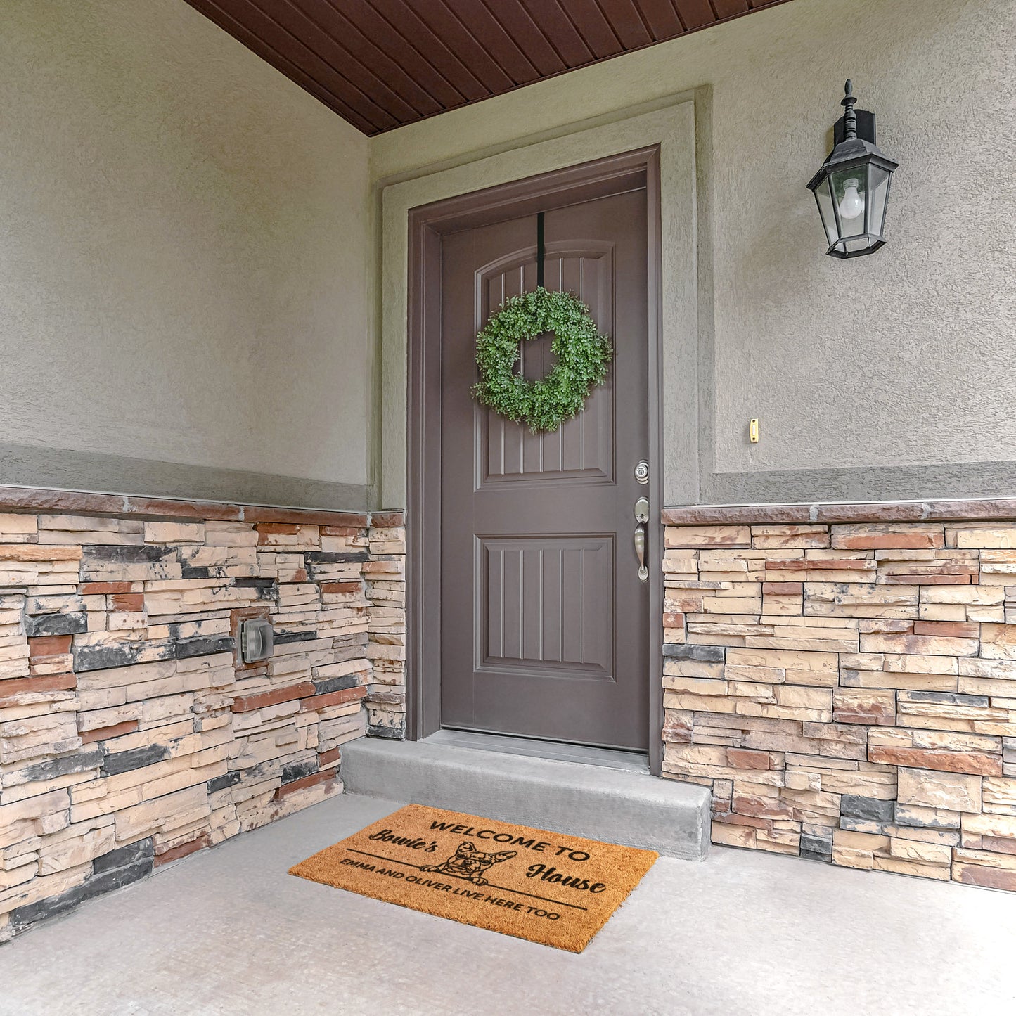 Personalized Dog Welcome Home Doormat For Boston Terrier Lovers