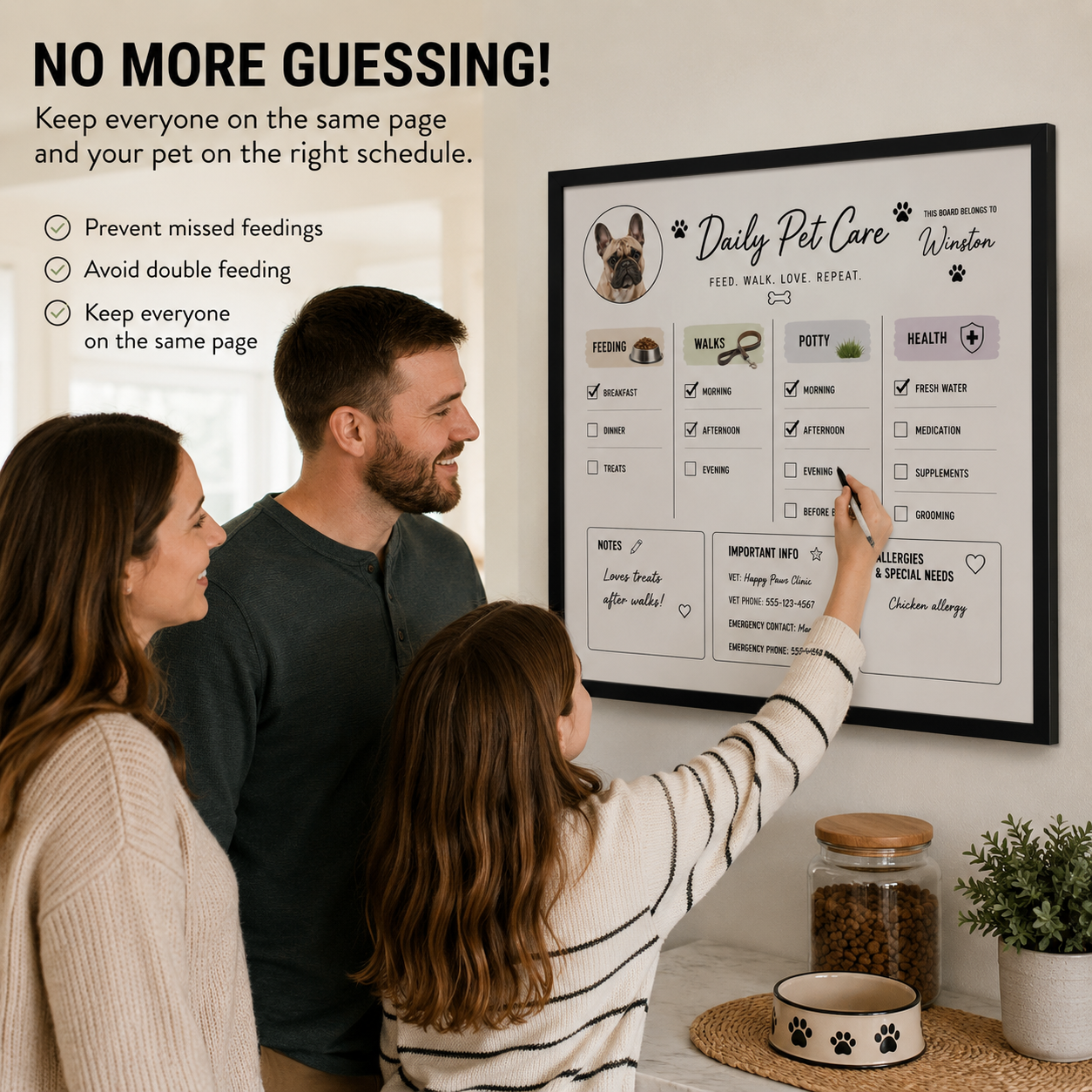 Personalized Pet Care Tracker Board | No More Guessing