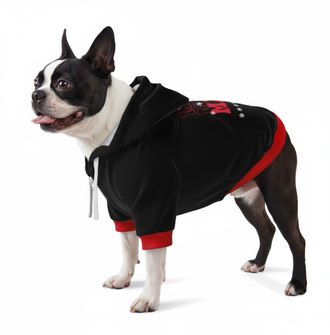 Retro Merry Christmas Dog Zip-Up Hoodie .