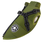 Winter Dog Coat with Harness Integrated . Green