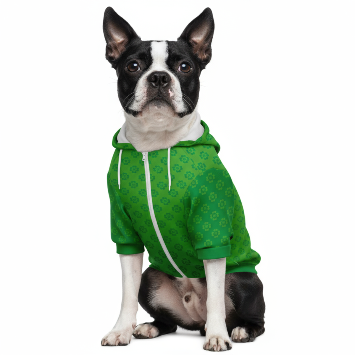 Dog Zip-Up Hoodie - St Patricks Day Leaves Clover