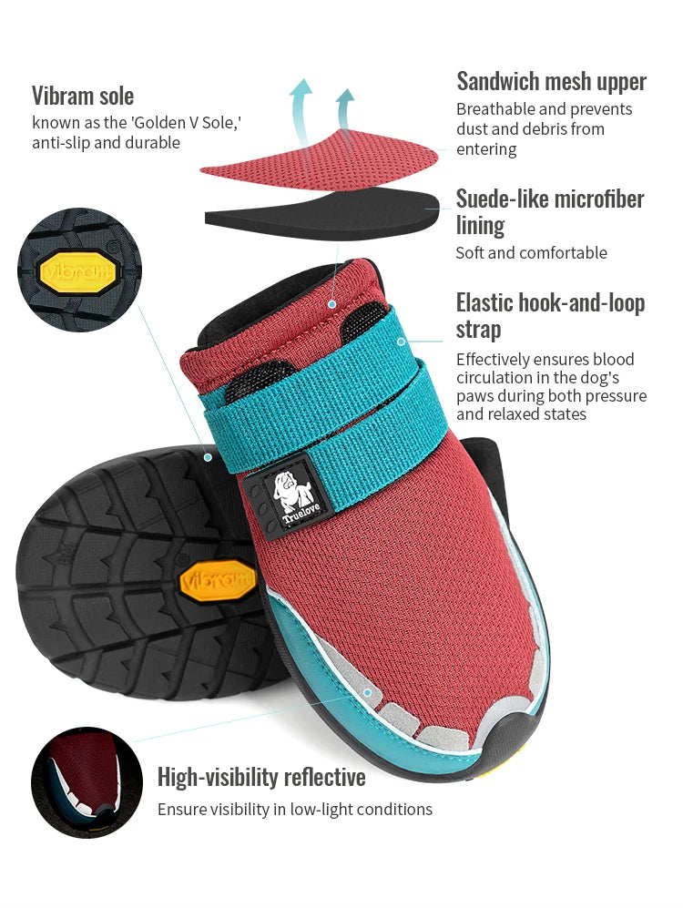 Truelove Explorer Pet Shoes Vibram Sole Reflective Durable Anti-slip Soft Mesh Nylon Comfortable Outdoor 2/4pcs TLS4862