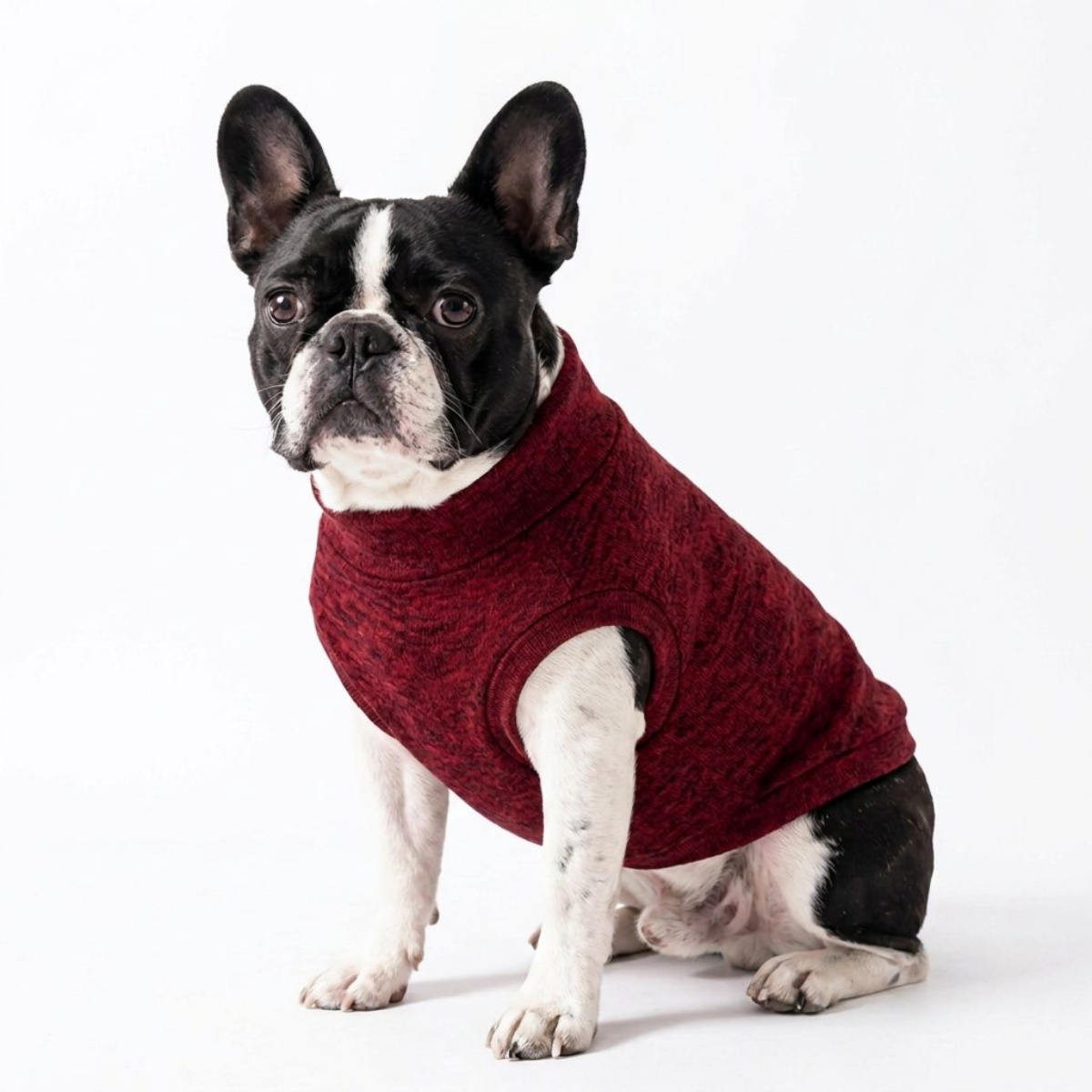 Warm Fleece Dog Sweater with Adjustable Fit - Red