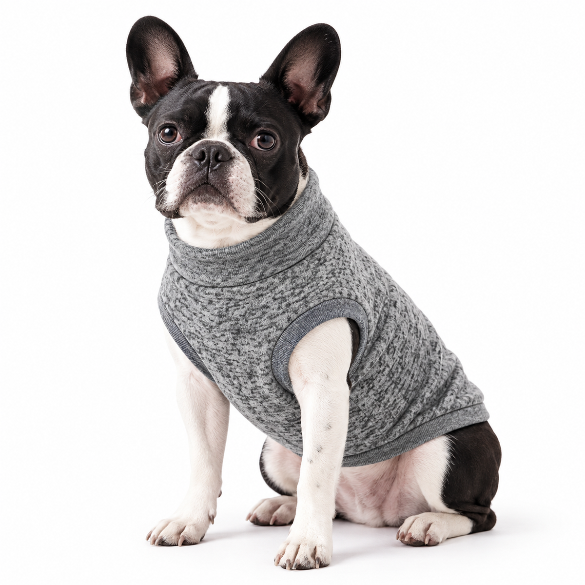 Warm Fleece Dog Sweater with Adjustable Fit - Gray