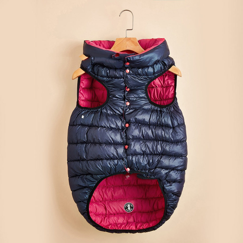 Reversible Snap Button Puffer Vest Dog Coat