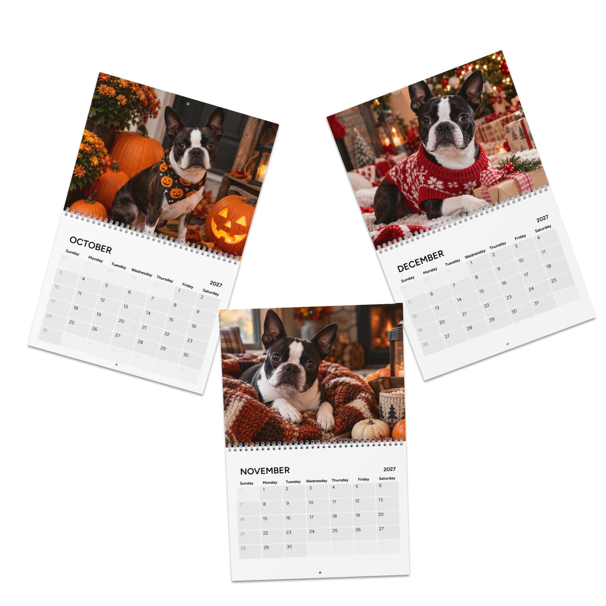 Boston Terrier World 2027 Wall Calendar .