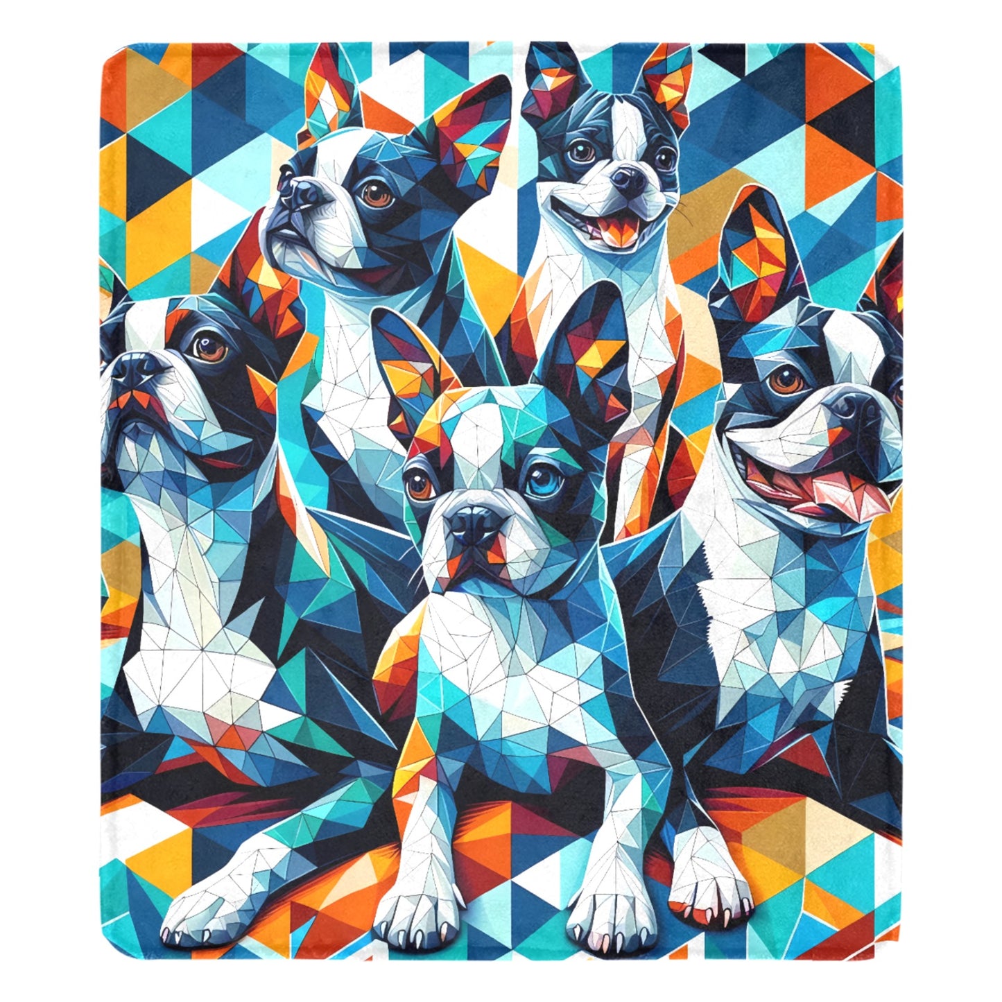 Colorful Origami Boston Terriers Ultra-Soft Micro Fleece Blanket