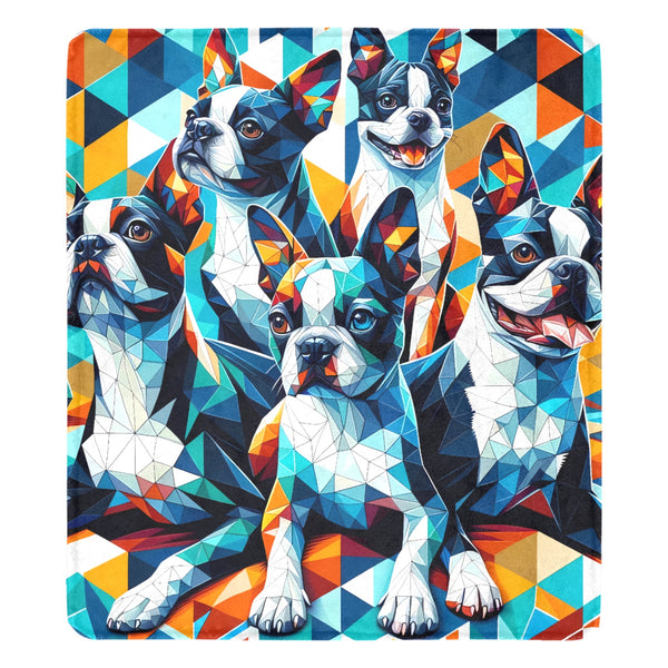 Colorful Origami Boston Terriers Ultra-Soft Micro Fleece Blanket