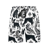 Paisley Boston Terrier Dogs Men's Mid-Length Beach Shorts