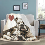 Two English Bulldogs Love Ultra-Soft Micro Fleece Blanket .