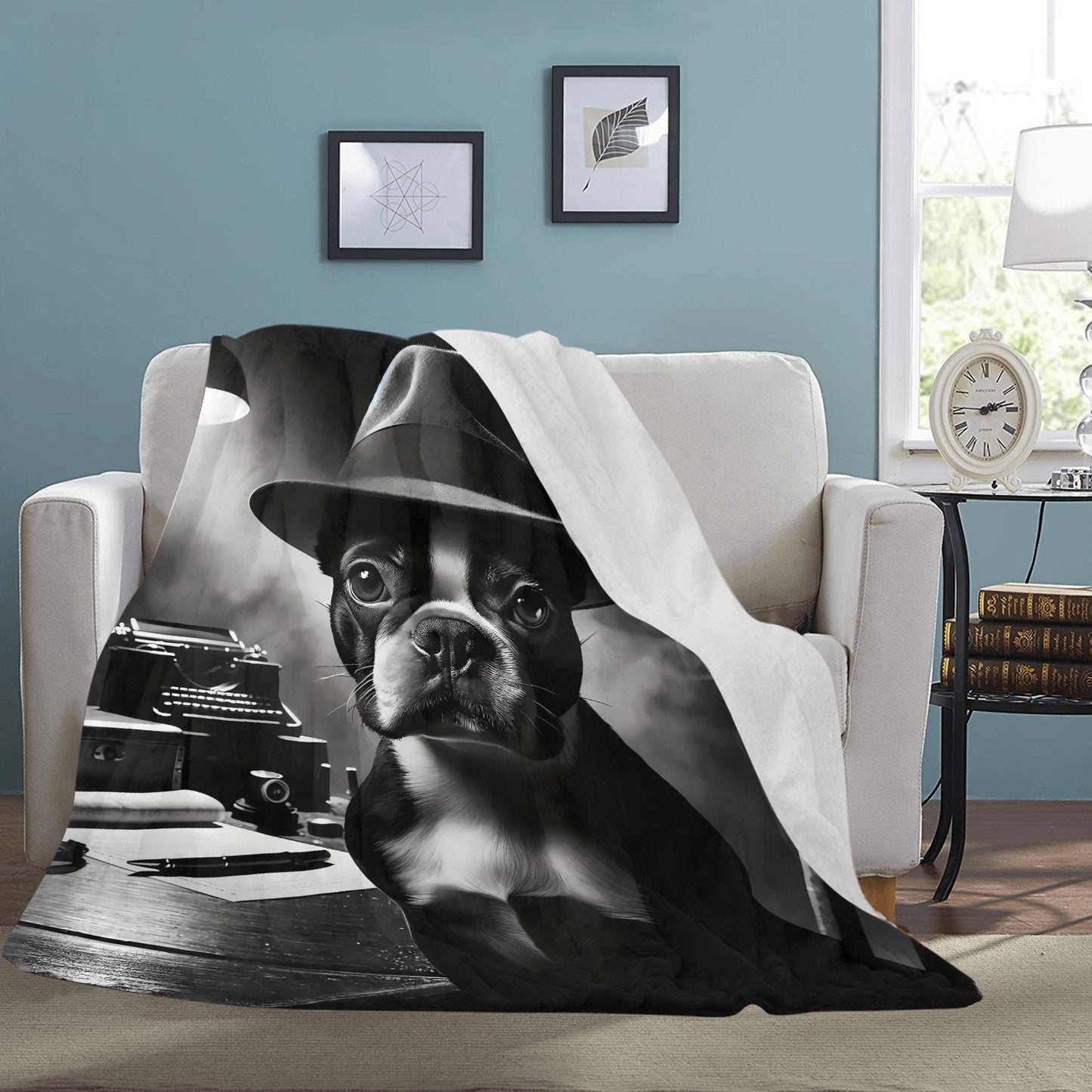 Film Noir Boston Terrier Dog Ultra-Soft Micro Fleece Blanket