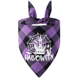 Halloween Luminous Dog Bandana Purple Plaid