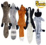 5 Pack Dog Squeaky Toys Pet Crinkle Toy No Stuffing Animals Soft Plush Dog Chew Toys