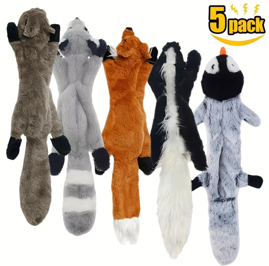 5 Pack Dog Squeaky Toys Pet Crinkle Toy No Stuffing Animals Soft Plush Dog Chew Toys