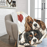 Two Cavalier King Charles Spaniels Love Ultra-Soft Micro Fleece Blanket .