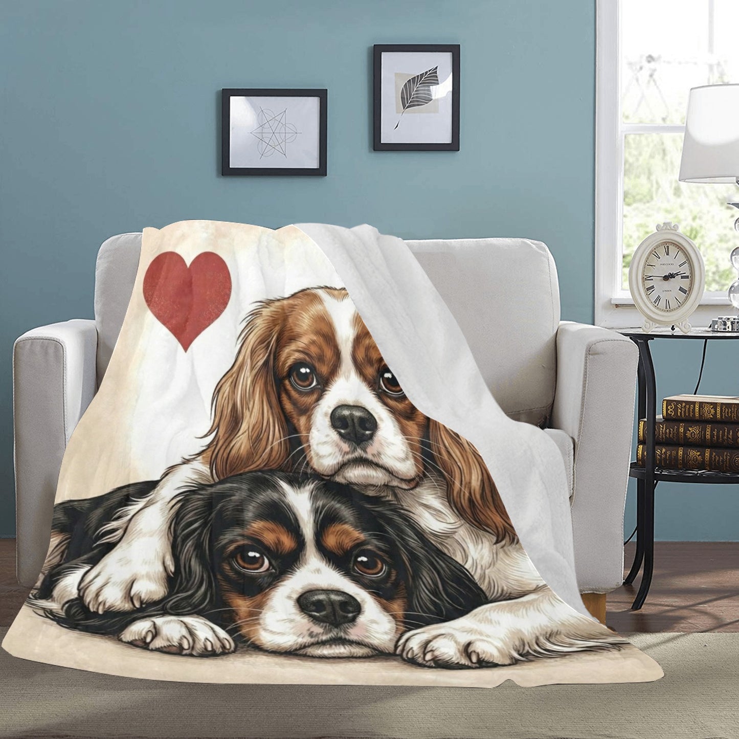 Two Cavalier King Charles Spaniels Love Ultra-Soft Micro Fleece Blanket .