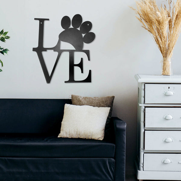 Metal LOVE Dog Paw Prints Wall Decoration