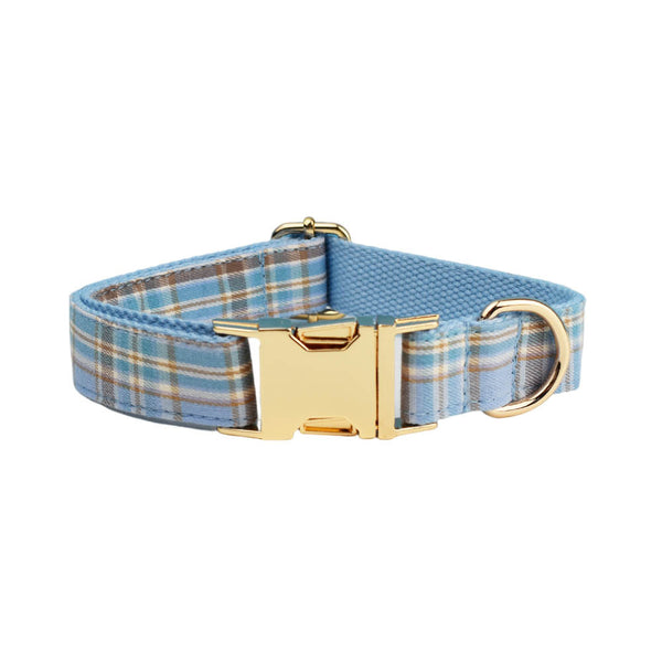 Sky Blue Plaid Dog Harness - Dog Collar - Dog Bow Tie - Dog Leash